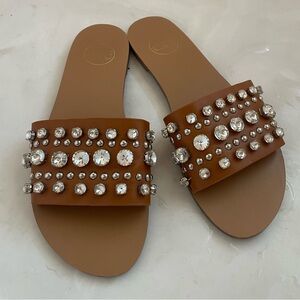 Exe Embellished Brown Slide Sandals size 37